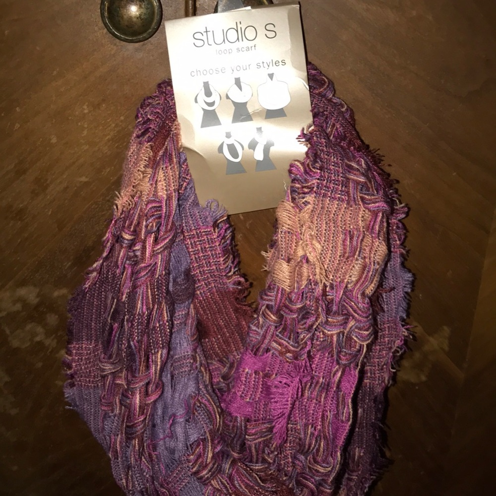Loop multi colored crocheted style scarf